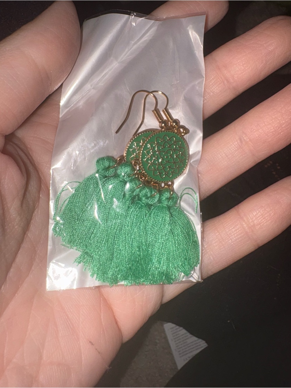 Green Tassel Earrings
